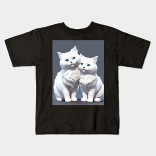 White Cats - Modern Digital Art Kids T-Shirt